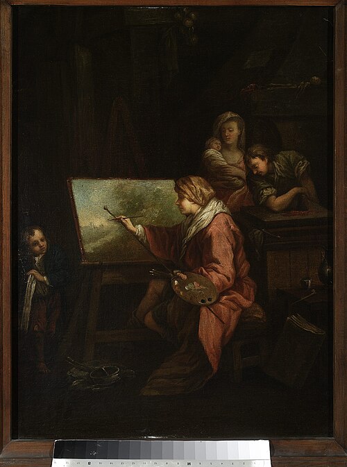 In the painter's studio (“Le peintre de paysage” or “Le peintre a son chevalet”), , François Boucher