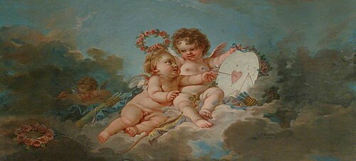 Two Putti Playing with a 'Heartboard', 1754, François Boucher