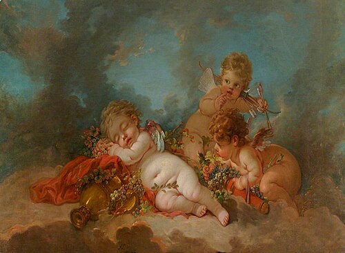 Three Cupids Floating in the Clouds, 1754, François Boucher