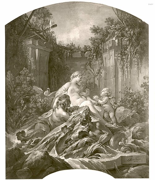 Blumendekoration mit Quellennymphe, 1756, François Boucher