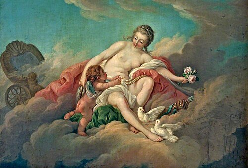 Venus and Cupid in the Clouds, , François Boucher