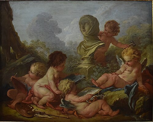Allégorie de la peinture et de la sculpture, , François Boucher