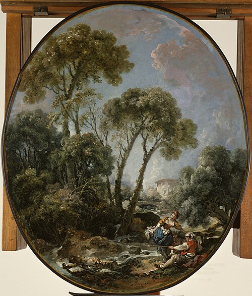 Landscape with Fisherman and a Young Woman, 1769, François Boucher