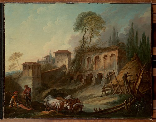 Imaginary Landscape with the Palatine Hill from Campo Vaccino, 1734, François Boucher