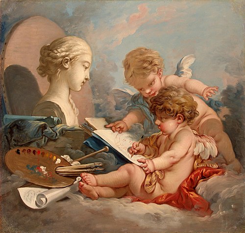 Cupids. Allegory of Painting, 1760, François Boucher