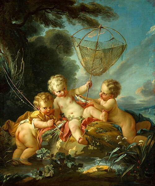 Putti as Fisherman, 1744, François Boucher