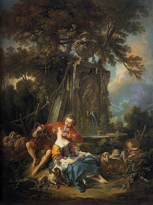 Pastoral with a Couple near a Fountain, 1749, François Boucher