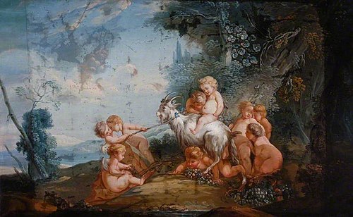 Putti with a Goat in a Landscape, , François Boucher