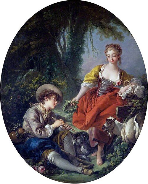 Pastoral Scene: Shepherd with a Pipe and a Girl, 1763, François Boucher