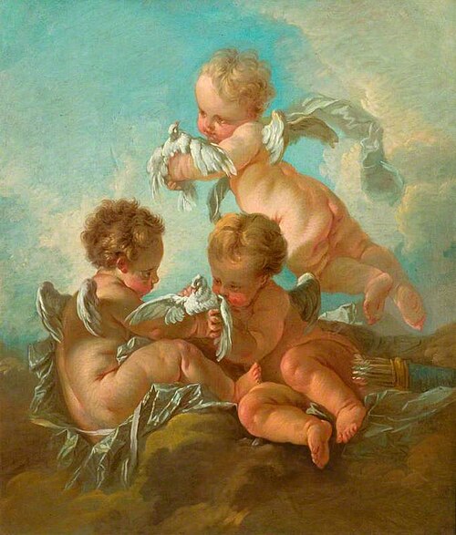 Air: Three Putti with Birds, 1741, François Boucher