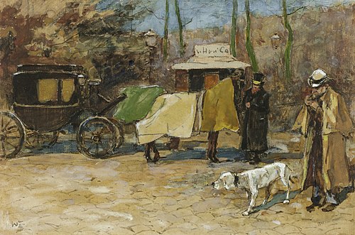Wachtend rijtuig in een park, 1901, Willem Zwart