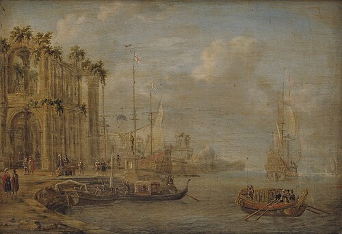 Harbour Scene with Antique Ruins, 1671, Jacob Storck