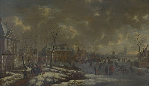 Wintergezicht op Rotterdam met Huis Crooswijk aan de Rotte, , Jacob Storck