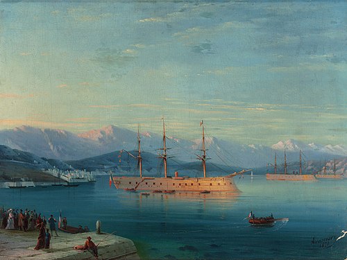 French Ships Departing the Black Sea, 1871, Ivan Aïvazovski
