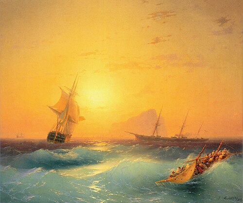 American Shipping off the Rock of Gibraltar, 1873, Ivan Aïvazovski