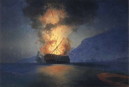 Exploding Ship, 1900, Ivan Aïvazovski