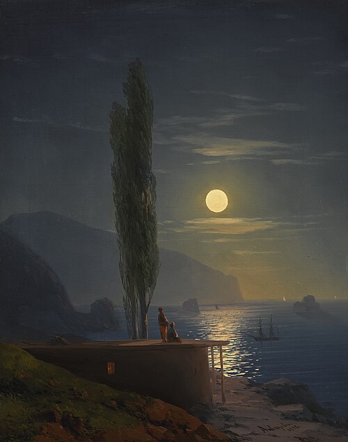 Figures on a moonlit coast, 1858, Ivan Aïvazovski