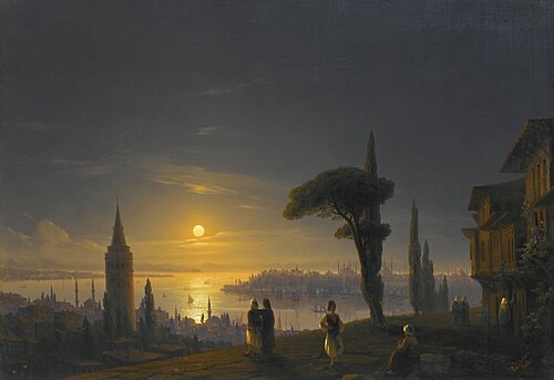 The Galata Tower by Moonlight, 1845, Ivan Aïvazovski