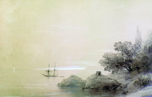 Das Meer in der Nähe der felsigen Küste., 1851, Ivan Aïvazovski