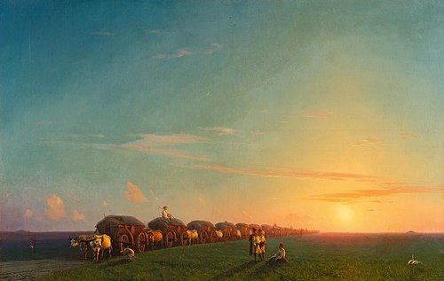 Broad landscape with settlers, 1856, Ivan Aïvazovski