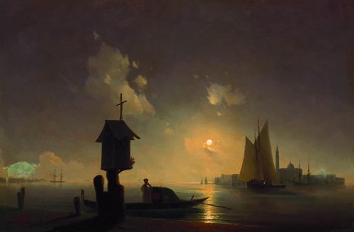 Meereslandschaft mit einem betenden Mönch, 1845, Ivan Aïvazovski