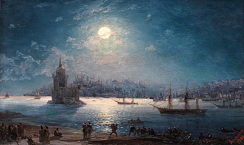 A View of the Bosporus with the Hagia Sophia and the Maiden's Tower in the Moonlight, 1884, Ivan Aïvazovski