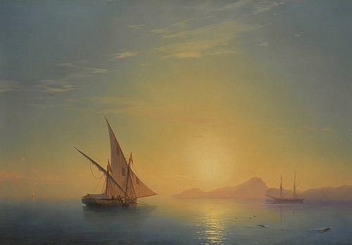 The Island of Ischia at Sunset (Sunset over Ischia), 1857, Ivan Aïvazovski
