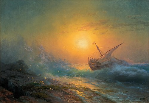 Stürmische See im Abendrot., 1896, Ivan Aïvazovski