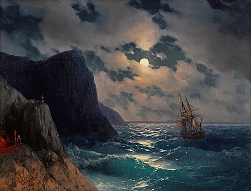 Passing Ship on a Moonlit Night, 1868, Ivan Aïvazovski