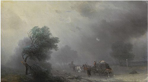 Carriage in a Storm, , Ivan Aïvazovski