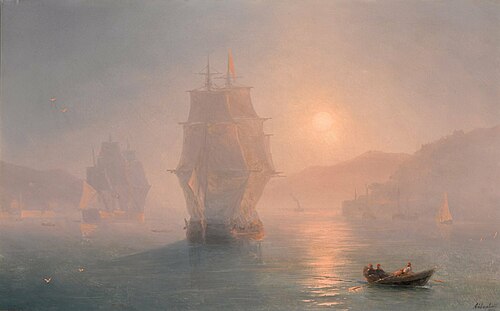 Ships on a misty morning, , Ivan Aïvazovski