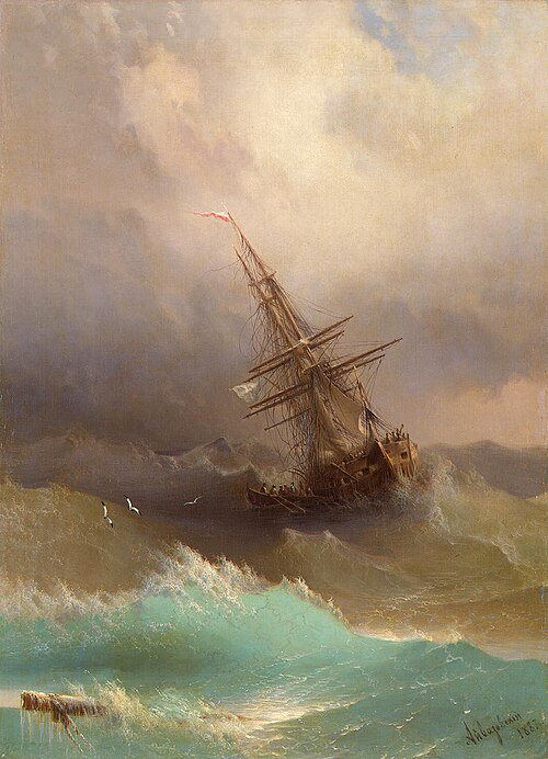 Ship Amid the Stormy Sea, 1887, Ivan Aïvazovski