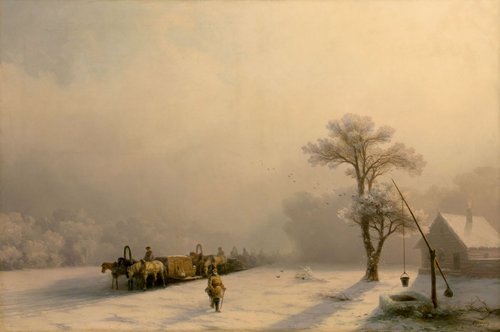 Winter carts en route, 1857, Ivan Aïvazovski
