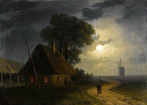 Ferme et moulin au clair de lune, 1863, Ivan Aïvazovski