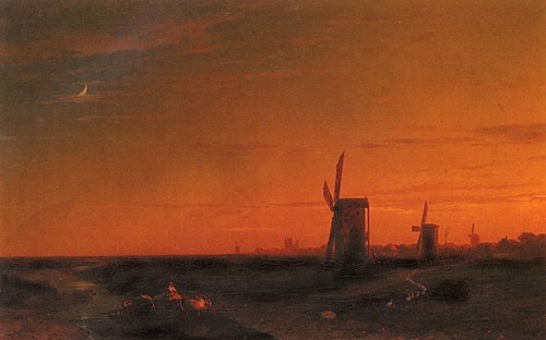 payage avec moulins, 1860, Ivan Aïvazovski