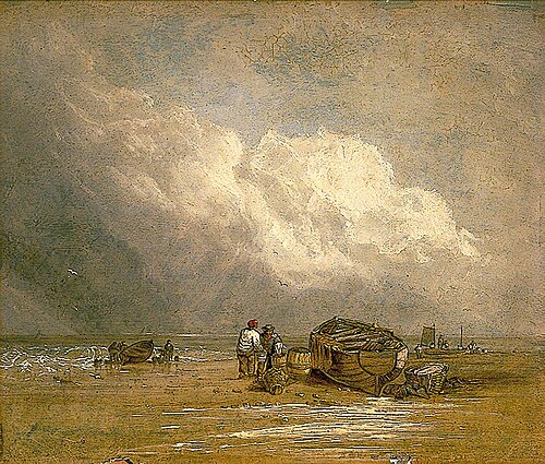 Fishermen on a Beach with Boats, , Robert Ladbrooke