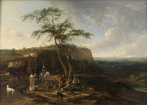 Landscape with a Fowling Party, 1660, Jacob Esselens