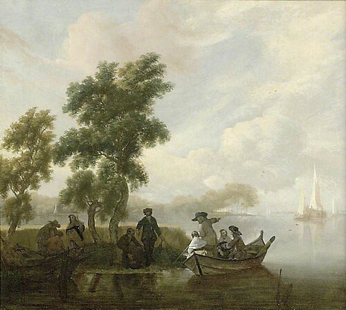 Lake Scene with a Fishing Party, , Jacob Esselens