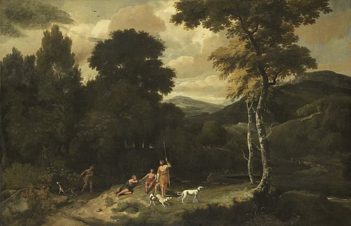 Paysage avec chasseurs, 1673, Jacob Esselens