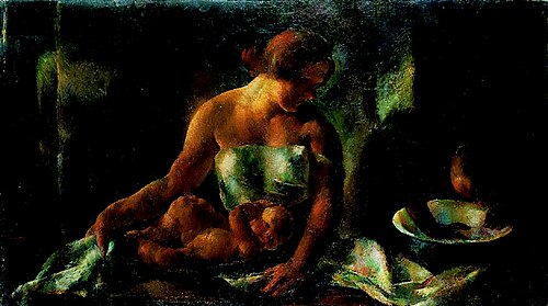 Bath (Family), 1924, Vilmos Aba-Novák