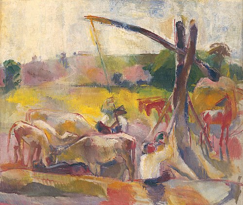 Napájanie kráv, 1927, Vilmos Aba-Novák