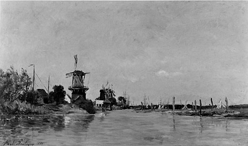 Windmills near Dordrecht, 1873, Karl Daubigny