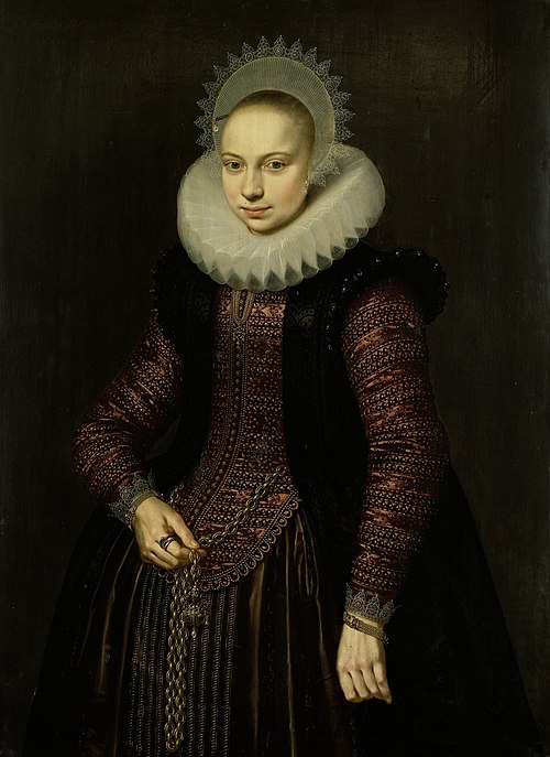 Portrait of Brechtje Overrijn van Schoterbosch (1592-1618), 1614, Cornelis van der Voort