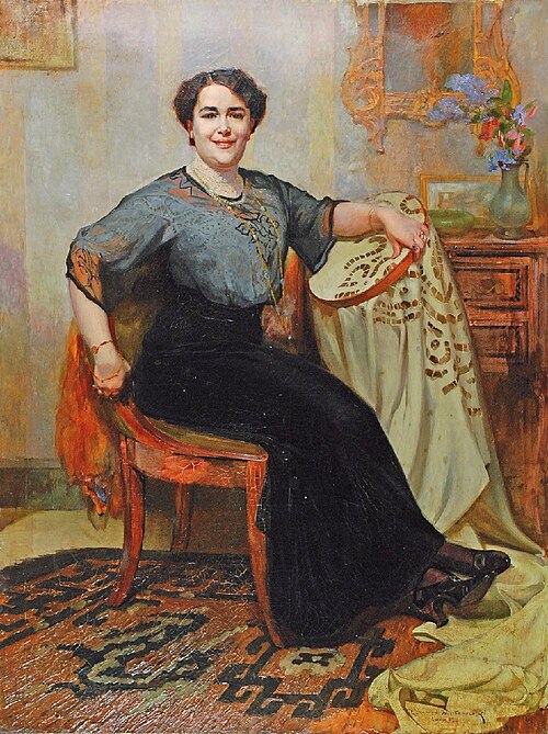 Portret lwowianki w czarnej sukni, 1912, Leonard Wintorowski
