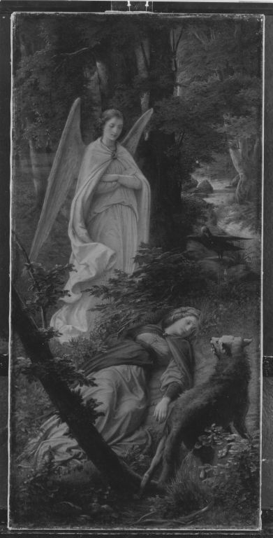 Berta schläft im Walde (Triptychon, linker Flügel), 1876, Leopold Bode