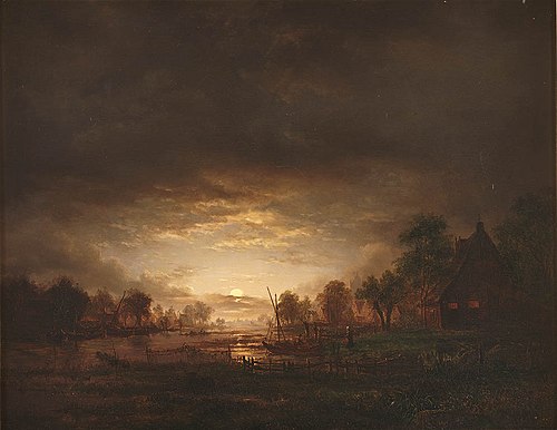 Moonlit landscape, , Jacob Abels