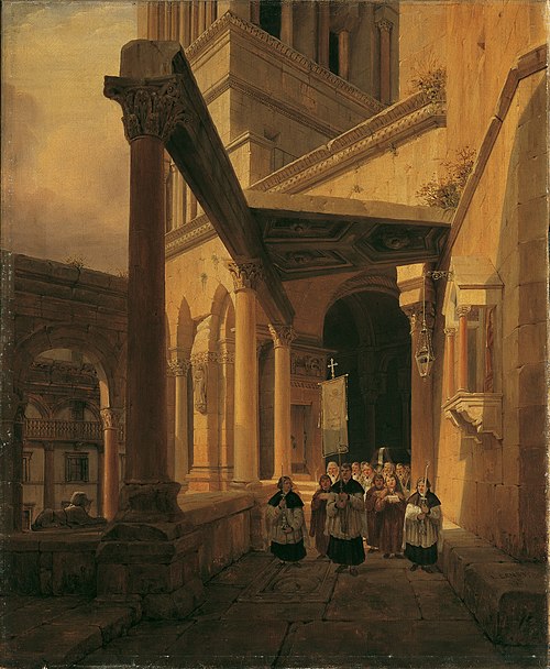 Ansicht eines Säulenganges im Tempel der Diana zu Spalato, 1843, Leopold Ernst