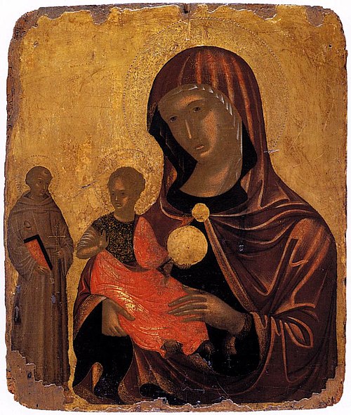 Παναγία Madre della consοlazione με τον Άγιο Φραγκίσκο (β μισό 15ου αι.) Βυζαντινό Μουσείο Αθηνών, 1490, Nicholas Tzafouris