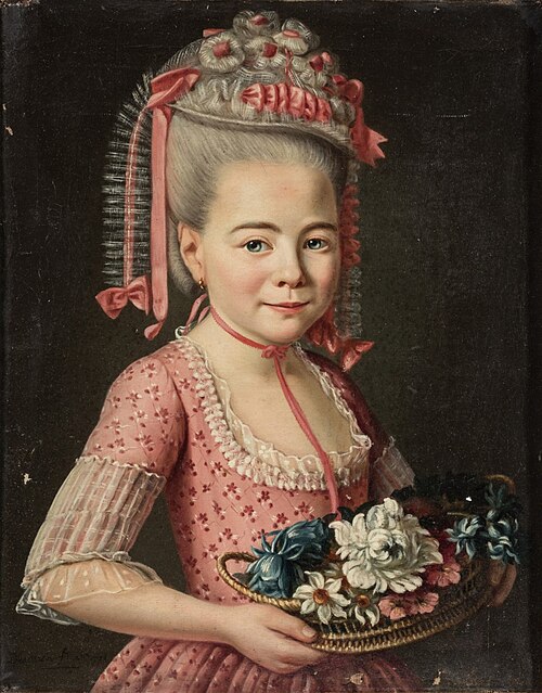 Young girl with a basket of flowers, 1774, Remi-Fursy Descarsin