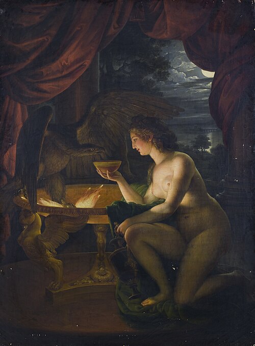 Hebe tränkt den Adler des Zeus mit Nektar, , Ignaz Unterberger